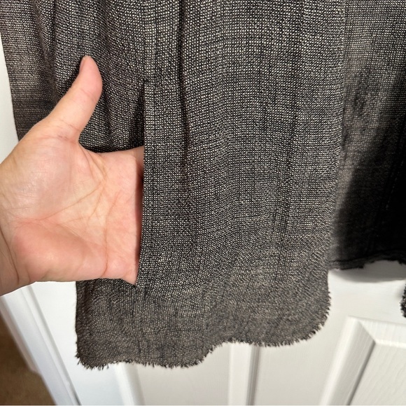 Eileen Fisher jacket/blazer sz 1X black heather, linen blend, raw edges - Picture 8 of 12